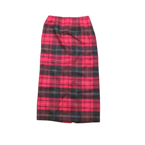 TALBOTS Red Tartan Plaid Wool Midi Pencil Skirt Lined Size 4 - Picture 5 of 11